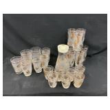 MCM Libbey Golden Foilage Frosted Gold Leaf Glassw