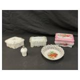 Milk Glass & Porcelain Trinket Boxes