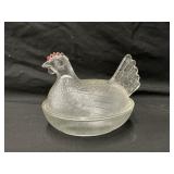 Vintage Indiania Glass Hen on Nest