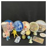 Decorative Plates, Tea Set, Plastic Bunnies, Etc.