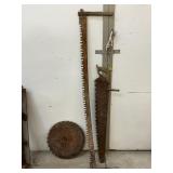 Antique 2 Man Saw, Reg Saw & 20" Saw Blades