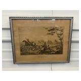 Framed Lithograph Stag Hunting