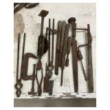 Vintage Clamps, Forging Tongs &  Rasps  w/ Wooden
