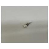 14K White Gold w/Pearl & Diamond Pendant