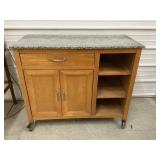 Granite Top Rolling Kitchen Island