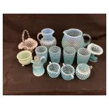 Fenton Blue Opalescent Hobnail Glassware