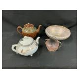 Tea Pots & Stangl Pottery Bowl