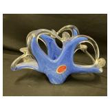 Murano Lavorazione Art Glass Blue Swirl Napkin