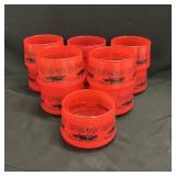 Vintage Set of MCM Red Horse Racing Glass Dessert
