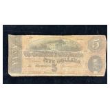 Antebellum Obsolete $5 Bank Note February 17, 1864