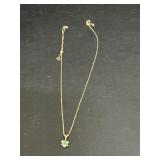 14K Gold 14" Necklace w/Emerald Cluster