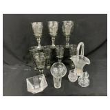 Goblets & Duncan & Miller Flower Basket