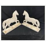 White Tin Horse Mounted On Base
