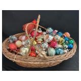 Basket of Vintage Christmas Ornaments & Beads