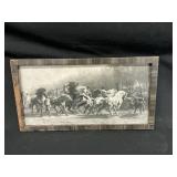 Vintage B&W Horse & Hound Print