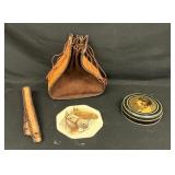 Hand Tooled Leather Side Stirup Bag, Leather & Tri