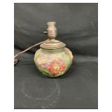 Antique Handpainted Frosted Glass Hurricane Lamp