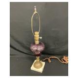 Vintage Amethyst Purple Pressed Glass, Brass & Mar