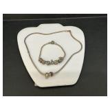 Sterling Silver Pandora Charm Bracelet & Necklace