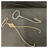 Vintage Hay  Hook & Ice Tongs