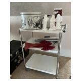 Figurines, Batting, & Metal Cart