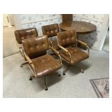 4 Vinyl Rolling Kitchen Chairs