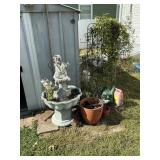Trellises, Planters, & Birdbath