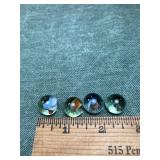 4 Red/White/Blue Transparent Swirl Cats Eye 5/8"