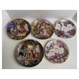 5 Vintage Cat Collector Plates