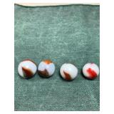 4 Red/Brown/White Swirl Shooter Marbles 1" each