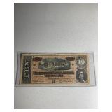 1864 Confederate States of America $10 Civil War