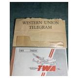 Old Papers Western Union 7-13-53 & TWA 6-19-47