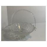 Vintage Santa Claus Glass Bowl With Handle