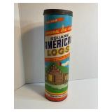 Antique 1960s American Logs Building Toys In Tin