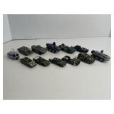 Lot of 12 Army Trucks/Tanks Toys