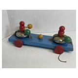 1930s Wood/Metal Pull Behind Toy Makes Noise