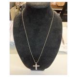 Silver Cross Necklace Marked 925