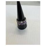 Silver Amethyst & CZ Ring Marked 925 Size 7 3/4
