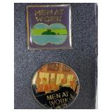 2 MEN  AT WORK LAPEL PINS-AUSTRALIAN ROCK - 80