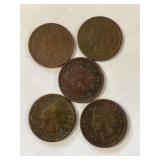 1880, 89, 90, 98 & 99 Indian Cents
