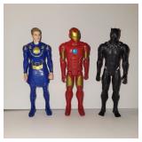 3 MARVELS ACTI0ON FIGURES; IRONMAN, BLACK PANTHER,