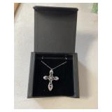 Silver Cross Necklace Marked 925