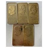 Presidential Bronze Bars Lot of 5