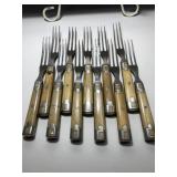 4-TINE FORKS, BONE HANDLES W/ METAL BANDS
