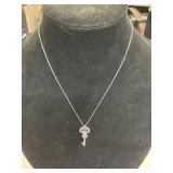 Amethyst Key Necklace Marked 925