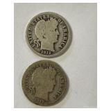 1912 &  1912 S Silver Barber Dimes