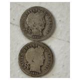 1911 & 1911 D Silver Barber Dimes