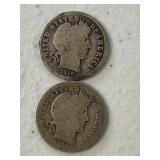 1910 & 1910 D Silver Barber Dimes