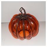 GLASS PUMPKIN, CAN ADD LIGHTS