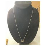 Silver Butterfly Necklace Marked 925